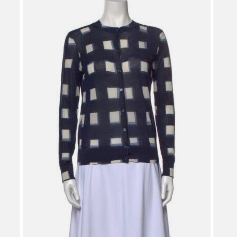 Tory Burch Navy Plaid Print Crew Neck Sweater
Size L - Picture 2 of 11